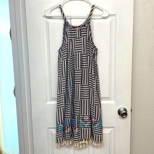Multi-colored sleeveless tassel dress